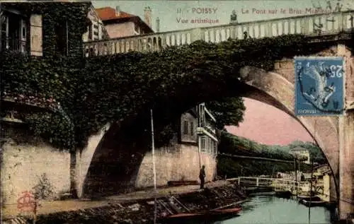 Ak Poissy Yvelines, Pont sur le Bras Migneaux