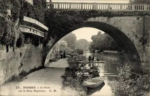 Ak Poissy Yvelines, Le Pont sur le Bras Migneaux