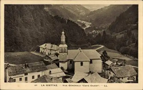 Ak La Giettaz Savoie, Vue generale cote Ouest, Tal, Turm