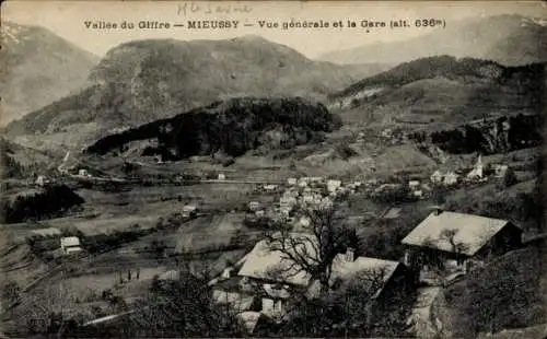 Ak Mieussy Haute Savoie du Giffre, Panorama, Gare