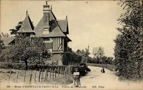 Ak Villerville Calvados, Route d'Honfleur-Trouville, Entree