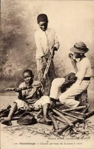 Ak Guadeloupe, starke Befürworter von Zuckerrohr