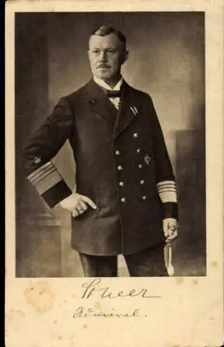 Ak Admiral Reinhard Scheer, Standportrait in Uniform