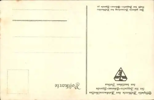 Künstler Ak Amtsberg, Otto, Ein Deutscher Zeppelin, Eckener Spende, Luftschiff, Industrieanlagen