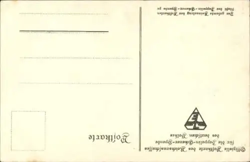 Künstler Ak Amtsberg, Otto, Zeppelin Eckener Spende, winkender Mann, Luftschiff
