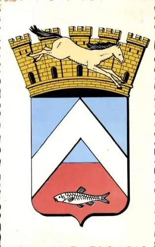 Wappen Ak Constantine Algerien, Landeswappen, Krone, Pferd, Fisch