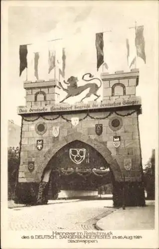 Ak Hannover, 9. Deutsches Sängerbundesfest 1924, Festschmuck, Stadtwappen