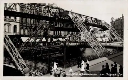 Foto Ak Elberfeld Wuppertal, Schwebebahn am Islandufer