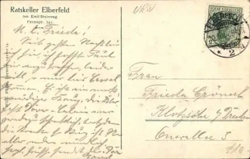 Ak Elberfeld Wuppertal, Rathaus, Ratskeller