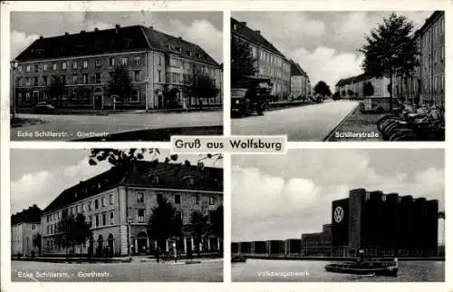 Ak Wolfsburg, Volkswagenwerk, Ecke Schillerstraße u. Goethestraße