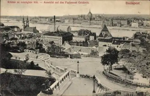 Ak Budapest Ungarn, Panorama, Parlament