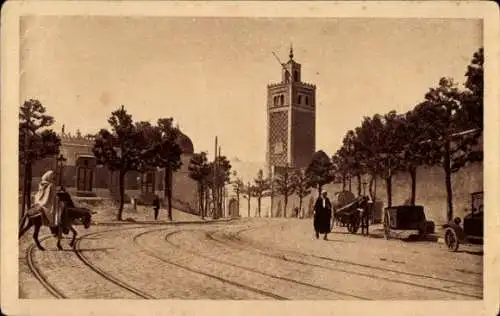 Ak Tunis Tunesien, Mosquée de la Kasbah, Straßenpartie, Moschee, Minarett