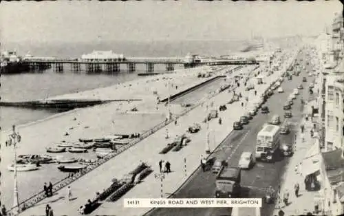 Ak Brighton East Sussex England, Kings Road, West Pier