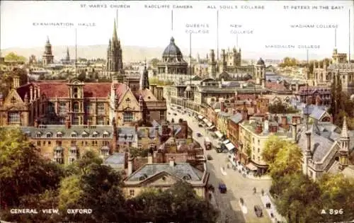 Ak Oxford Oxfordshire England, Gesamtansicht