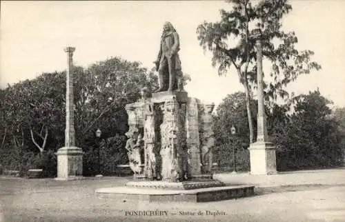 Ak Pondicherry Indianer, Gesamtansicht der Dupleix-Statue