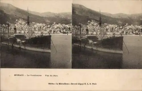 Stereo Ak Condamine Monaco, Blick auf den Hafen, Dampf