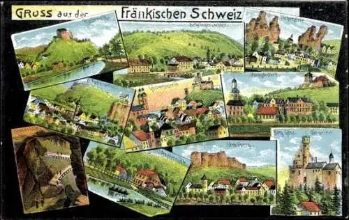 Litho Fränkische Schweiz, Gößweinstein, Behringersmühle, Streitberg, Stempfermühle, Muggendorf