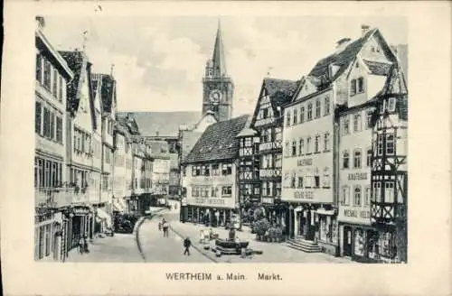 Ak Wertheim am Main, Markt, Geschäftshäuser, Kaufhaus Held