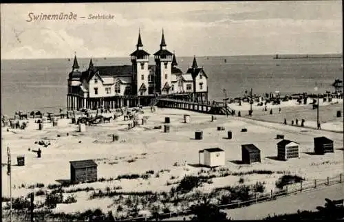 Ak Świnoujście Swinemünde Pommern, Seebrücke