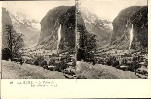 Stereo Ak Lauterbrunnen Kanton Bern, Lauterbrunnental, Wasserfall