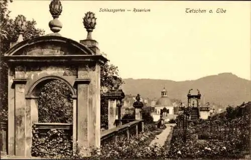 Ak Děčín Tetschen an der Elbe Region Aussig, Schlossgarten, Rosarium