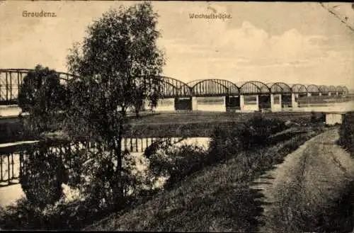 Ak Grudziądz Graudenz Westpreußen, Weichselbrücke