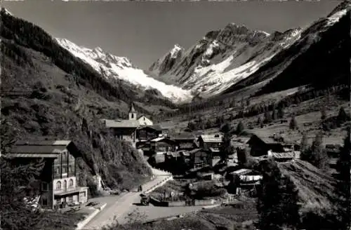 Ak Blatten im Lötschental Kt. Wallis, Gesamtansicht, Sattelhorn