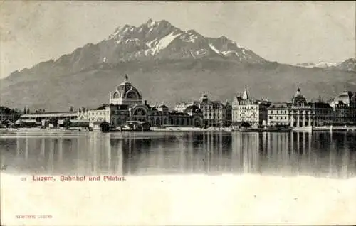 Ak Luzern Stadt Schweiz, Bahnhof, Pilatus