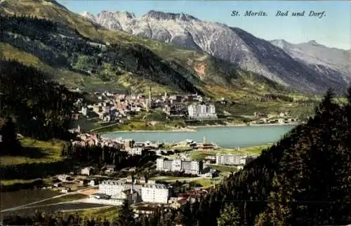 Ak Sankt Moritz Bad Kanton Graubünden, Gesamtansicht, Dorf
