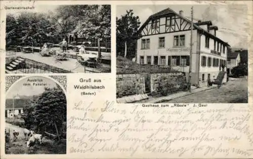 Ak Waldhilsbach Neckargemünd am Neckar, Gasthaus zum Rössle, Gartenwirtschaft