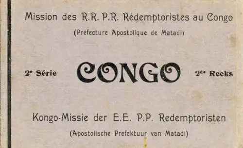 Album mit 10 AK Mission des Redemptoristen R.R. P.R. im Congo, 2. Serie  Kongo-Missie der E.E. P.P.