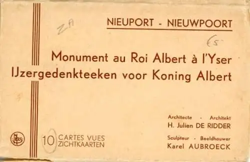 10 Ak im Umschlag , Denkmal für König Albert" Nieuport Bains Nieuwpoort Westflandern