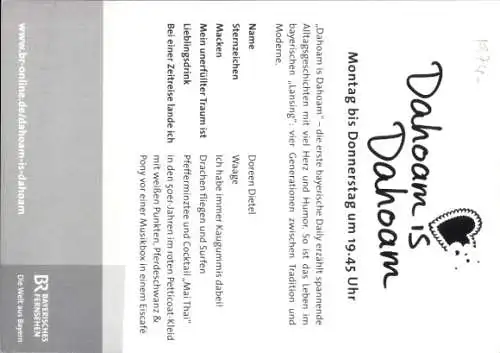 Ak Schauspielerin Doreen Dietel, Portrait als Trixi Preissinger in Dahoam is Dahoam, Autogramm