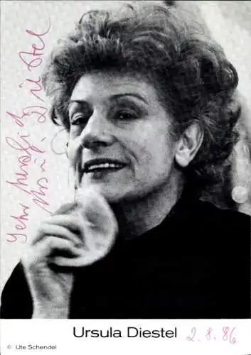 Ak Schauspielerin Ursula Diestel, Portrait, Autogramm