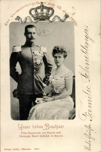 Passepartout Ak Prinz Rupprecht von Bayern, Herzogin Marie Gabriele in Bayern, Portrait