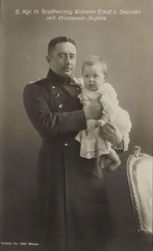 Ak Großherzog Wilhelm Ernst von Sachsen mit Prinzessin Sophie, Portrait