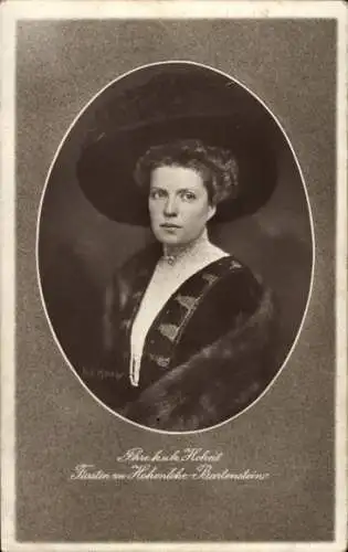 Passepartout Ak Fürstin zu Hohenlohe-Bartenstein, Portrait