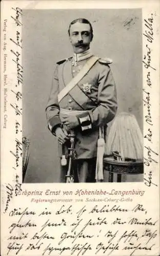 Ak Erbprinz Ernst von Hohenlohe Langenburg, Regent von Sachsen-Coburg und Gotha, Portrait