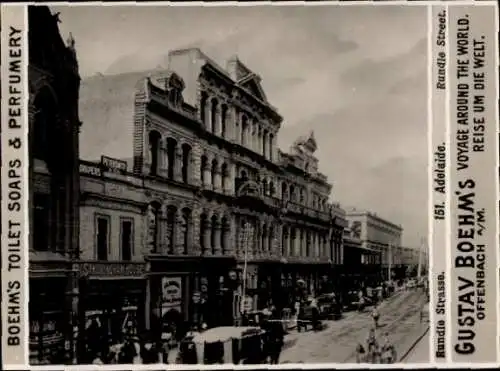 Foto Adelaide Australien, Rundle Street, Reklame Boehm's Toilet Soap