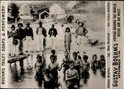 Foto Neuseeland, Heiße Quellen, Reklame Boehm's Toilet Soap