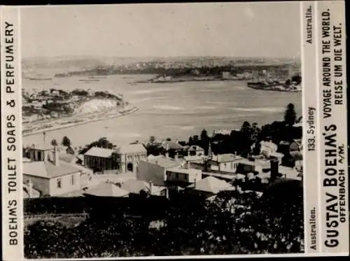 Foto Sydney Australien, Panorama, Reklame Boehm's Toilet Soap