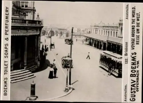 Foto Brisbane Australien, Straßenpartie, Straßenbahn, Reklame Boehm's Toilet Soap