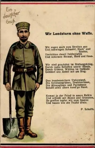 Gedicht Ak Wir Landsturm ohne Waffe, P. Schaffh.