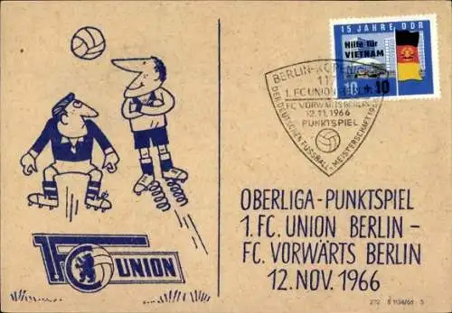 Ak Fußballspiel, Fußball, Oberliga-Punktspiel, FC Union Berlin - FC Vorwärts Berlin, 1966