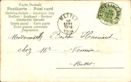 Präge Litho Männerportrait in einem Weinglas, Frauenhand