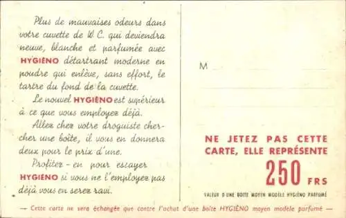 Ak Reklame, Hygieno, les Cuvettes de WC