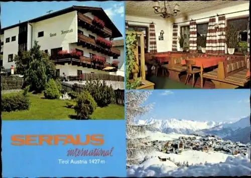 Ak Serfaus in Tirol, Haus Kristall, Ort im Winter