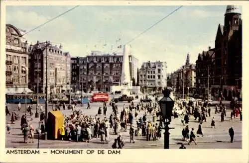 Ak Amsterdam Nordholland Niederlande, Denkmal am Dam-Platz