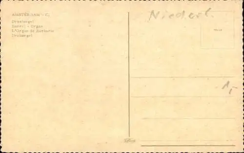 Ak Amsterdam Nordholland Niederlande, Drehorgel