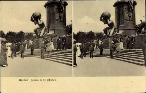 Stereo Ak Berlin Mitte, Strassburgstatue